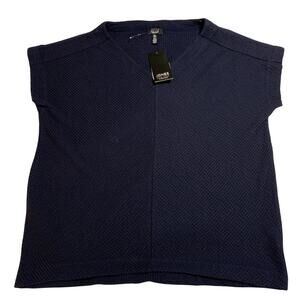 Jones New York Signature Blue Cap Sleeve Tunic/Top   Size Large NWT